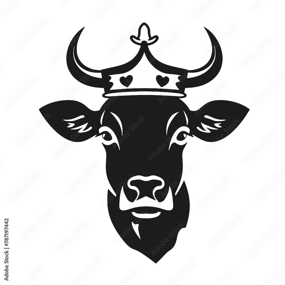 cow head portrait, set of stylized vector symbols cow head portrait, set of stylized vector symbols