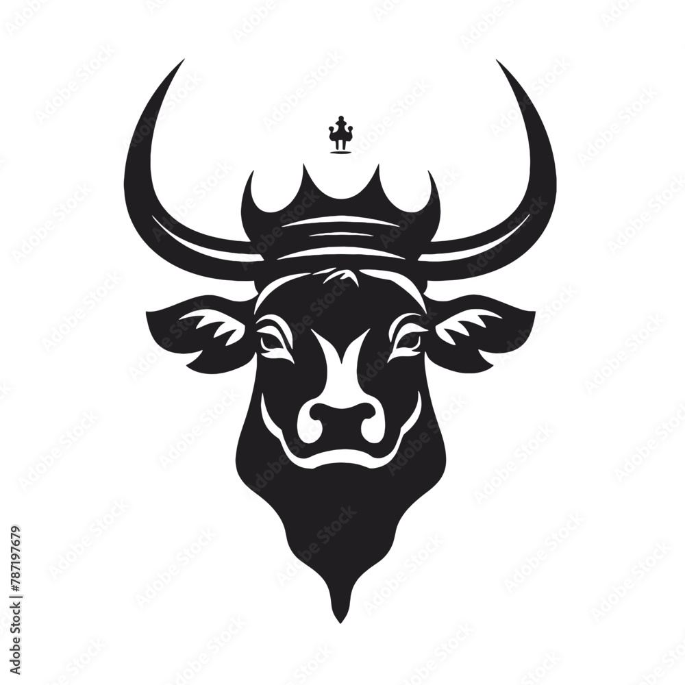 cow head portrait, set of stylized vector symbols cow head portrait, set of stylized vector symbols