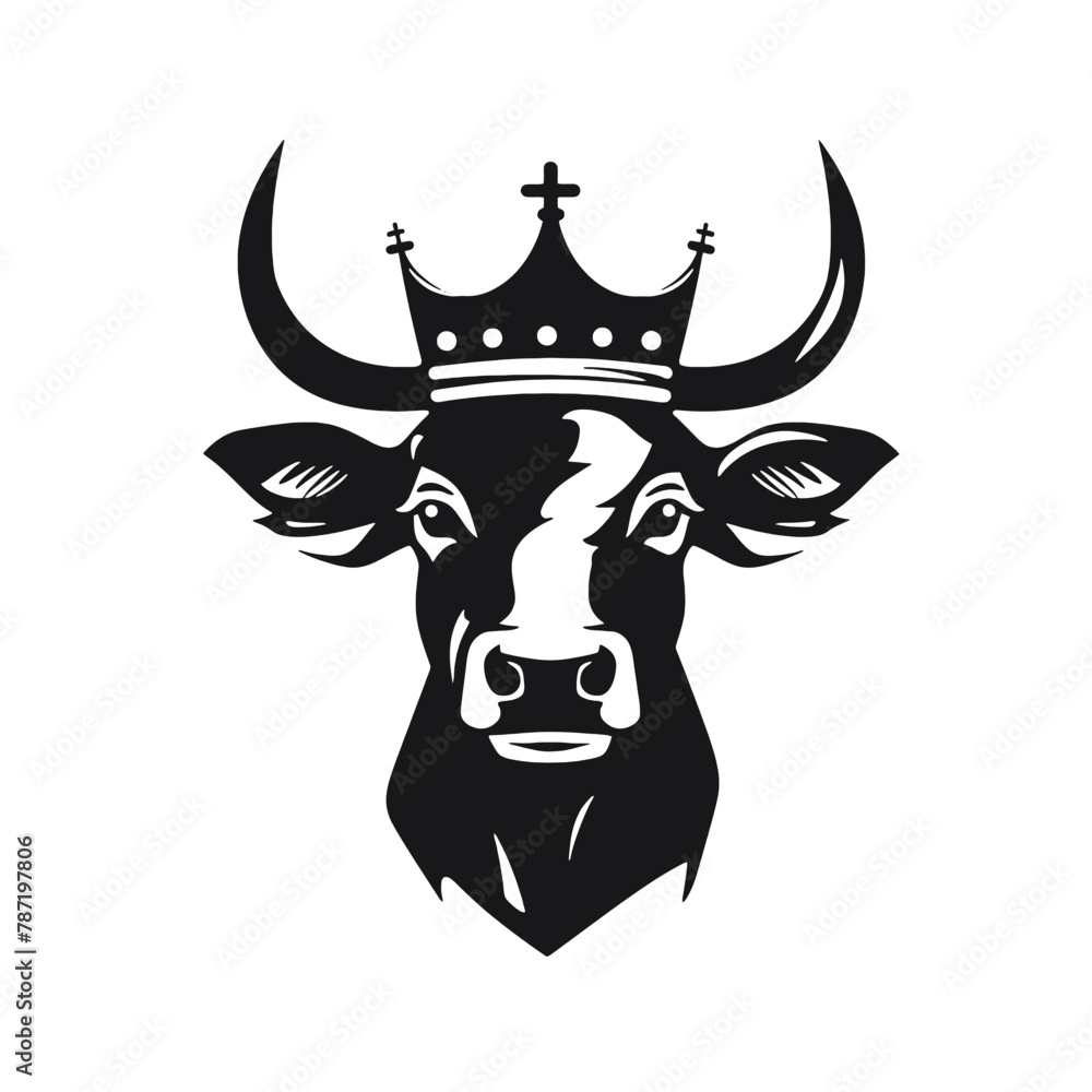 Fototapeta premium cow head portrait, set of stylized vector symbols