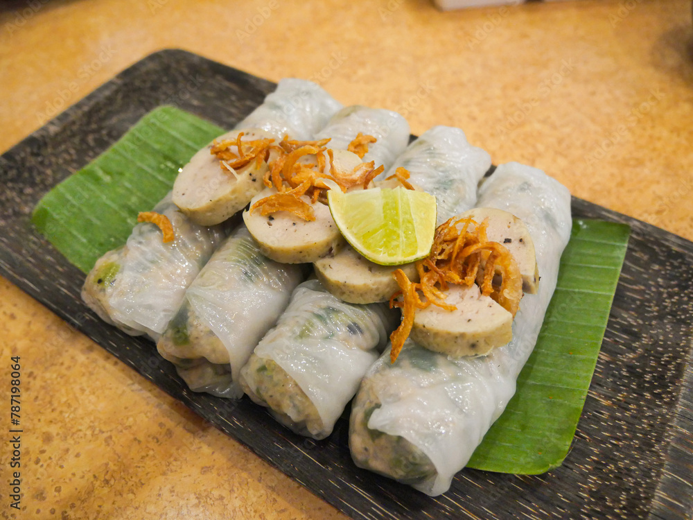 Vietnamese Steamed Rice Skin Dumpling or Vietnamese steamed rice rolls ...