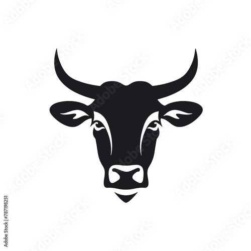 cow head logo silhouette vector