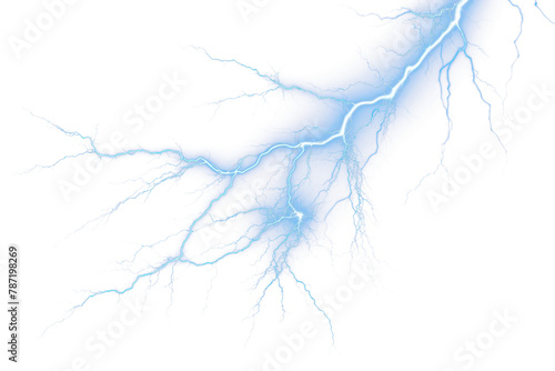 PNG blue lightning effect, transparent background photo
