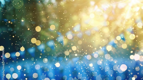 A glittering bokeh effect over a blurred nature background