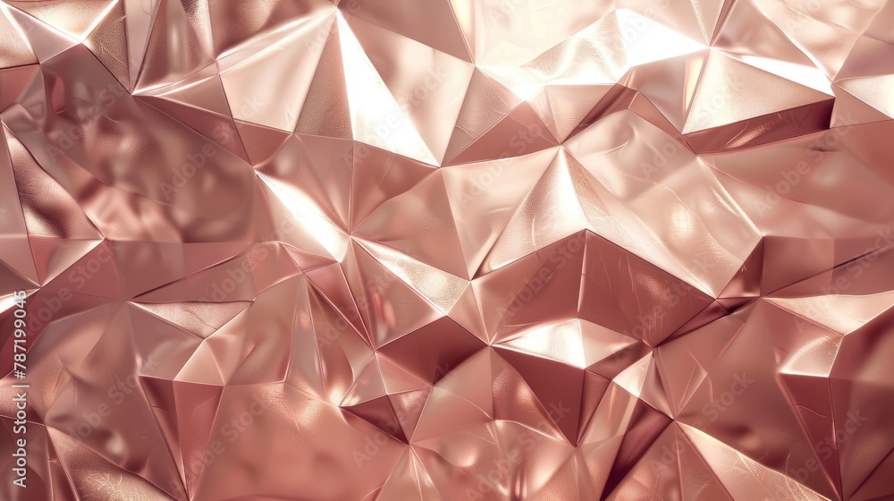 Naklejka premium Seamless Loop of Geometric Rose Gold Background with Abstract Foil Tiles Texture