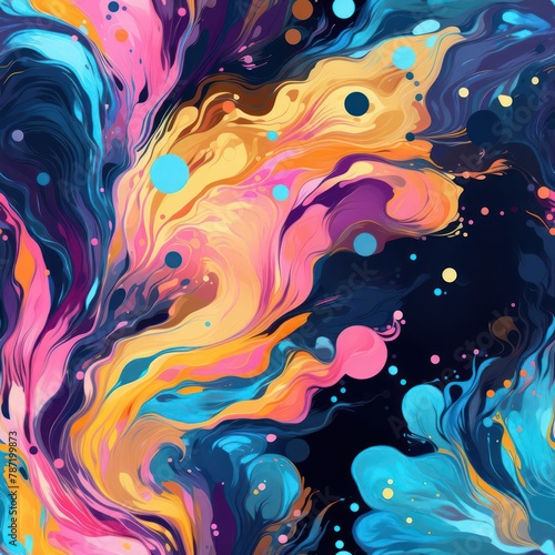 seamless pattern of painted abstract watercolors, showcasing a dynamic interplay of vibrant hues and fluid strokes © Tina