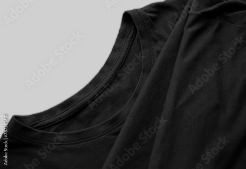 Photo Folded Black Tshirt Label With Pleats