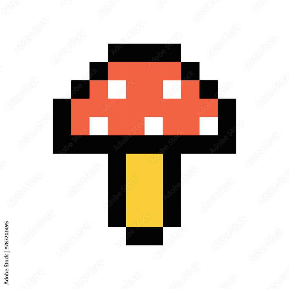 Fly agaric pixel art. Isolated vector illustration for your design Fly agaric pixel art. Isolated vector illustration for your design