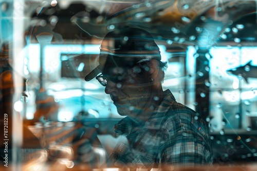 double exposure of a father hardworking in the fireman, fathers day, aspect ratio 2:1 © 3dimensi2000