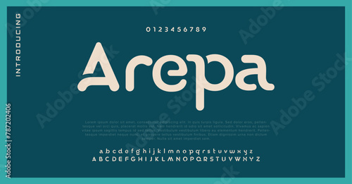 Arepa Modern abstract digital alphabet font. Minimal technology typography, Creative urban sport fashion futuristic font and with numbers. vector illustration