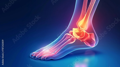 Joint diseases, hallux valgus, plantar fasciitis, heel spur, woman's leg hurts, pain in the foot, health problems concept hyper realistic  photo