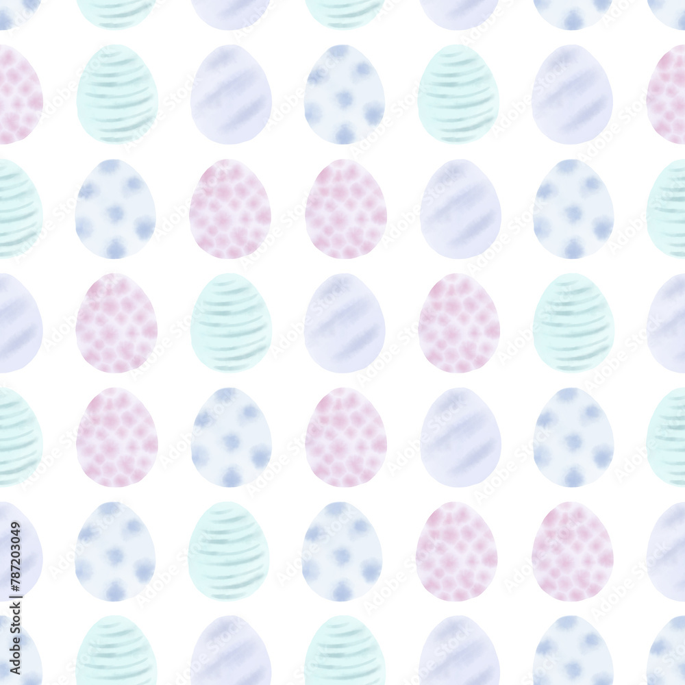 Seamless pattern with easter eggs, hand drawn illustration in watercolor style Seamless pattern with easter eggs, hand drawn illustration in watercolor style