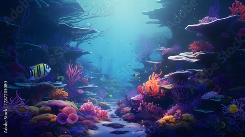 Dive into a vibrant coral reef where AI-generated marine life celebrates a tugether party beneath the sea © owais