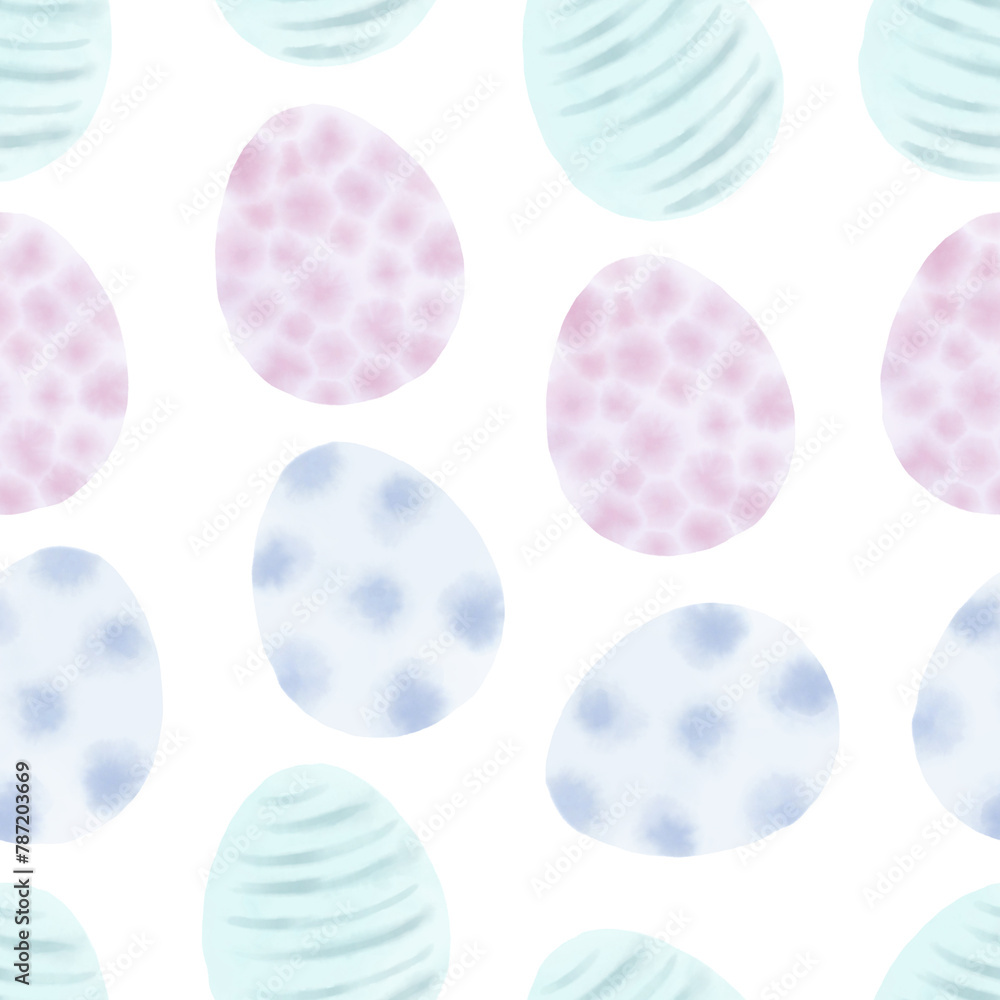 Seamless pattern with easter eggs, hand drawn illustration in watercolor style Seamless pattern with easter eggs, hand drawn illustration in watercolor style