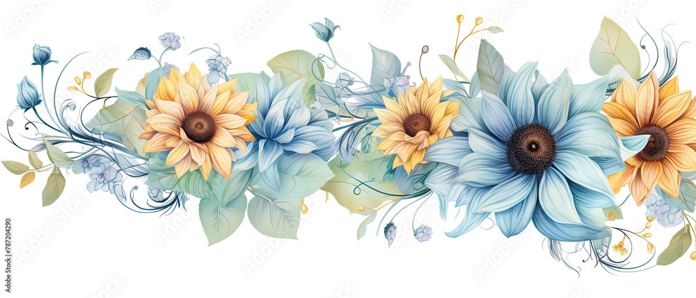 a three flowers that are painted on a white background