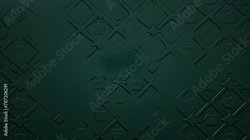 Solid color background with intricate geometric patterns.