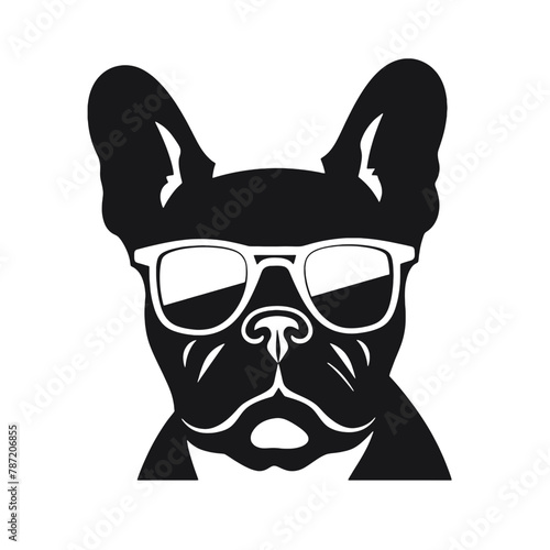 french bulldog wear sunglasses logo icon design vector illustration