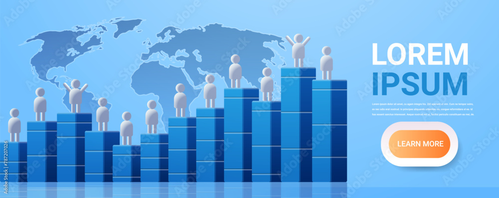 people icons person symbols for infographic human figures on statistic graph horizontal