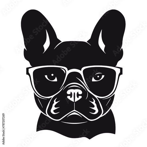 french bulldog wear sunglasses logo icon design vector illustration © vectorcyan
