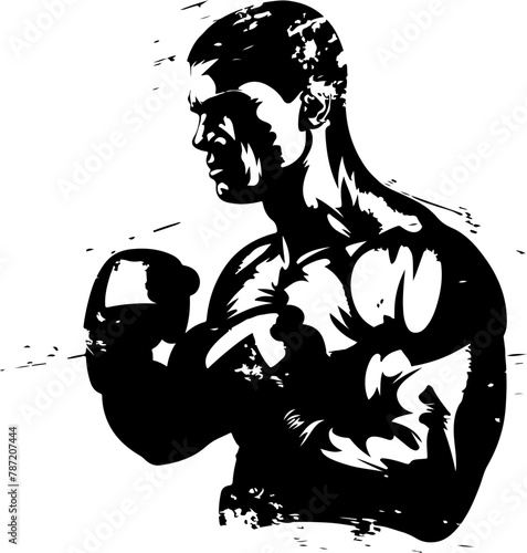 This stark black-and-white profile of a boxer in a defensive pose captures the essence of focus and fighting spirit. It is perfect for sports and motivational themes.