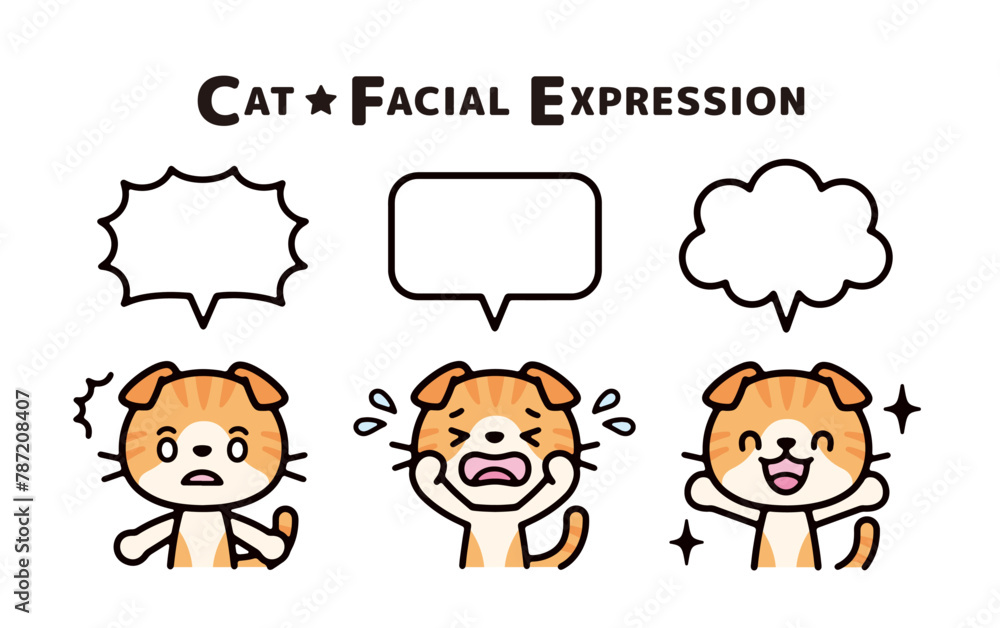 Illustration set of Scottish Fold with speech balloons and various expressions Illustration set of Scottish Fold with speech balloons and various expressions