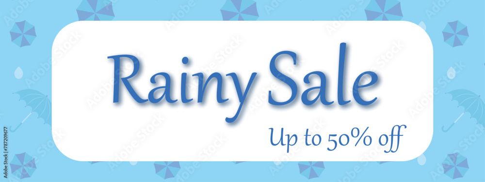 雨のセール最大50%offの横長バナー 雨のセール最大50%offの横長バナー