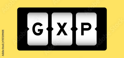 Black color in word GXP on slot banner with yellow color background