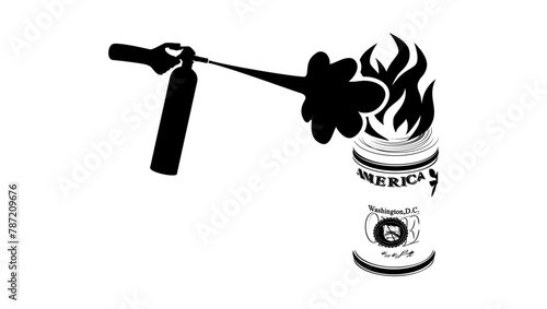 Fighting inflation in US dollars, black isolated silhouette