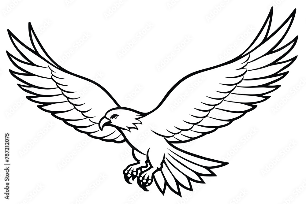 Soaring eagle with spread wings line art vector illustration Soaring eagle with spread wings line art vector illustration