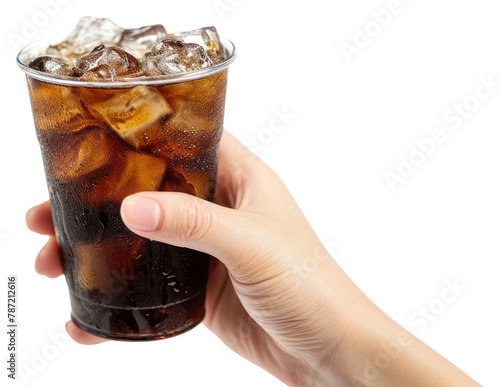 PNG Hand holding cup of ice americano coffee drink glass soda