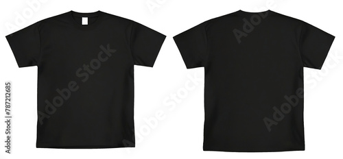 black T-shirt template front and back mockup. Clear Mockup of realistic. on isolated background photo
