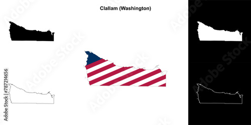 Clallam County (Washington) outline map set photo