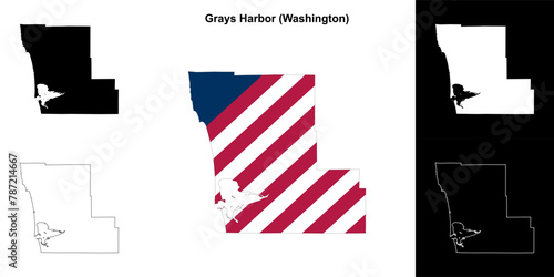 Grays Harbor County (Washington) outline map set