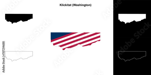 Klickitat County (Washington) outline map set photo