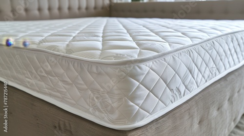 Close up detail of white mattress protection cover on the bed for enhanced search relevance