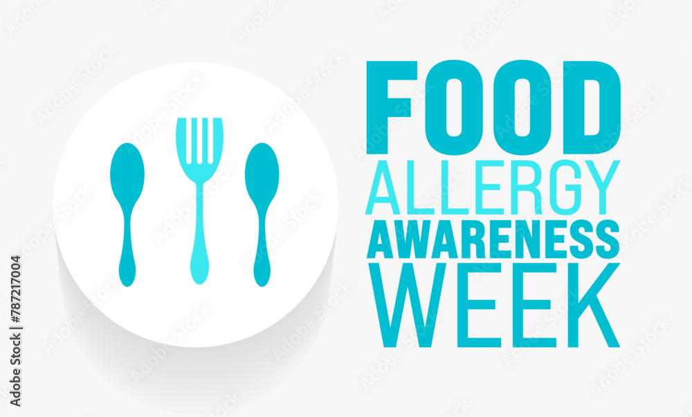 May is Food Allergy Awareness Week background template. Holiday concept. use to background, banner, placard, card, and poster design template with text inscription and standard color. vector