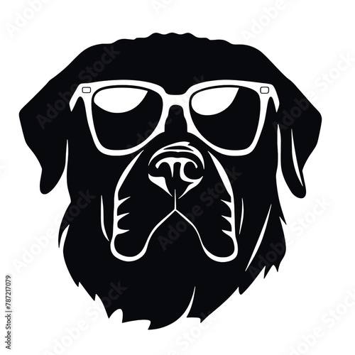 Rottweiler, Silhouettes Dog Face SVG, black and white Rottweiler vector