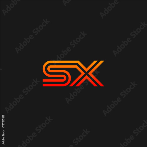  SX monogram logo with inline style - red yellow gradient.