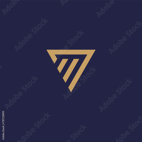 VM monogram logo in gold triangle shape.e