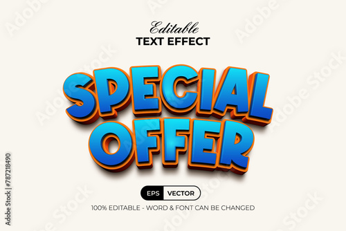 3D Text Effect Curved Style. Editable Text Effect Offer Theme.