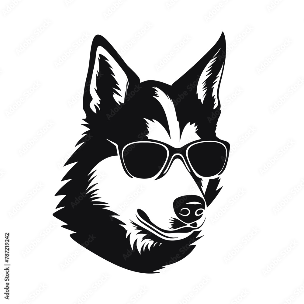 Husky banner template. Siberian Husky head on white background. Husky dog Husky banner template. Siberian Husky head on white background. Husky dog