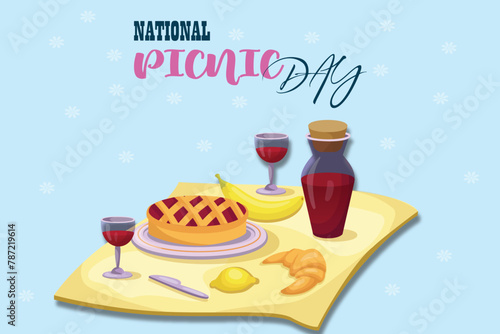 Vector Happy National Picnic day post celebration card   banner  template and poster background design