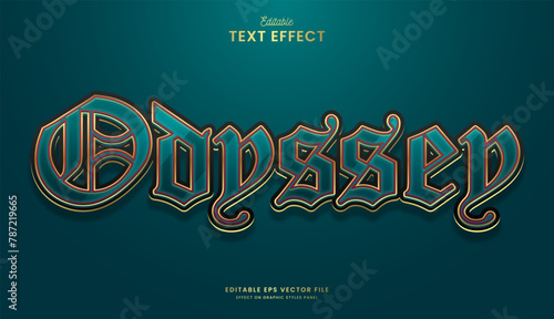 Foto decorative green odyssey editable text effect vector design