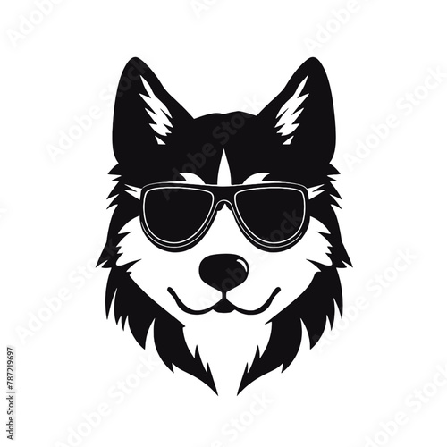 Husky banner template. Siberian Husky head on white background. Husky dog © vectorcyan