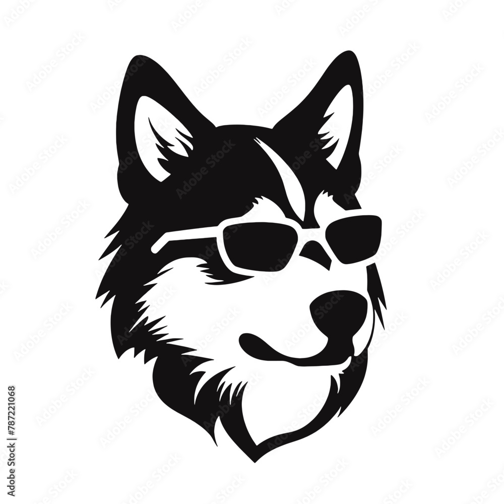 Husky silhouette, logo style vector illustration Husky silhouette, logo style vector illustration