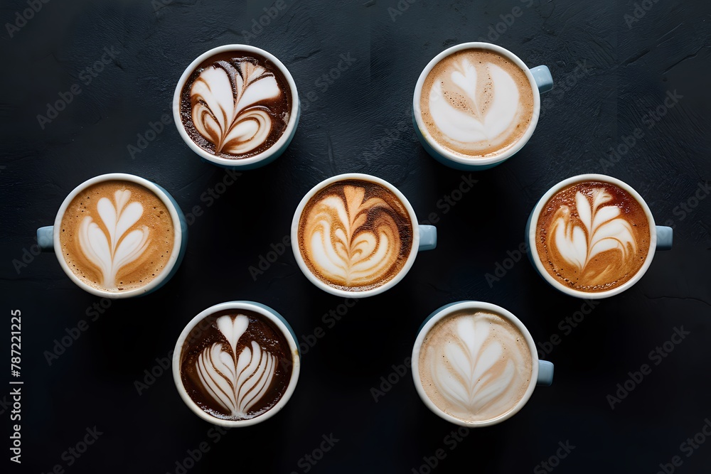 assortment of iced cappuccinos captured in an enticing foodgraphy assortment of iced cappuccinos captured in an enticing foodgraphy