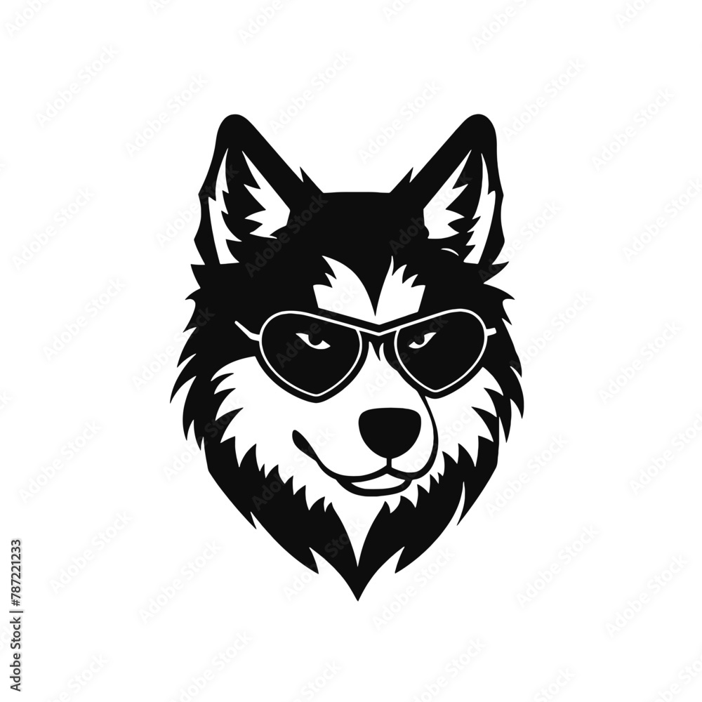 Husky silhouette, logo style vector illustration Husky silhouette, logo style vector illustration