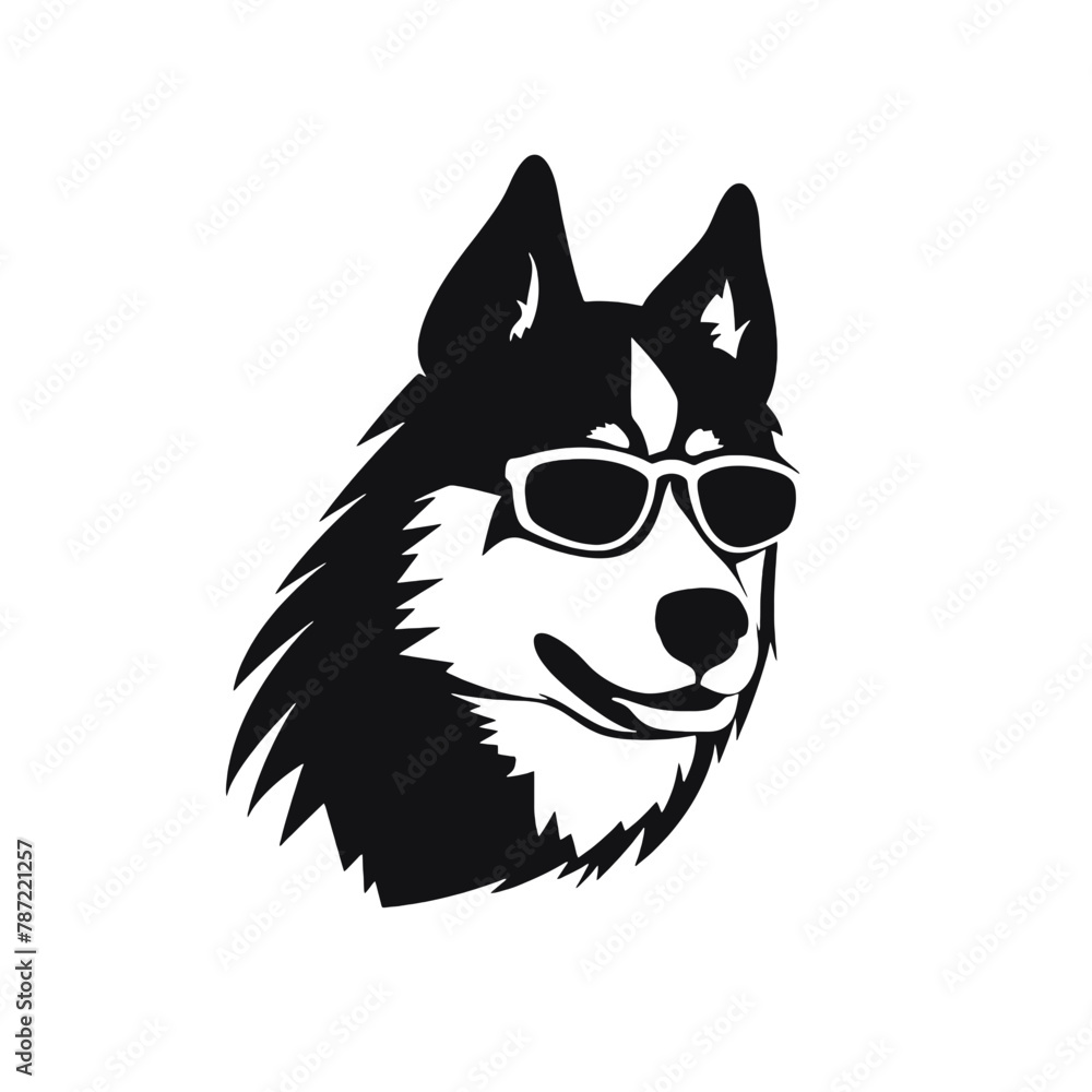 Husky silhouette, logo style vector illustration Husky silhouette, logo style vector illustration