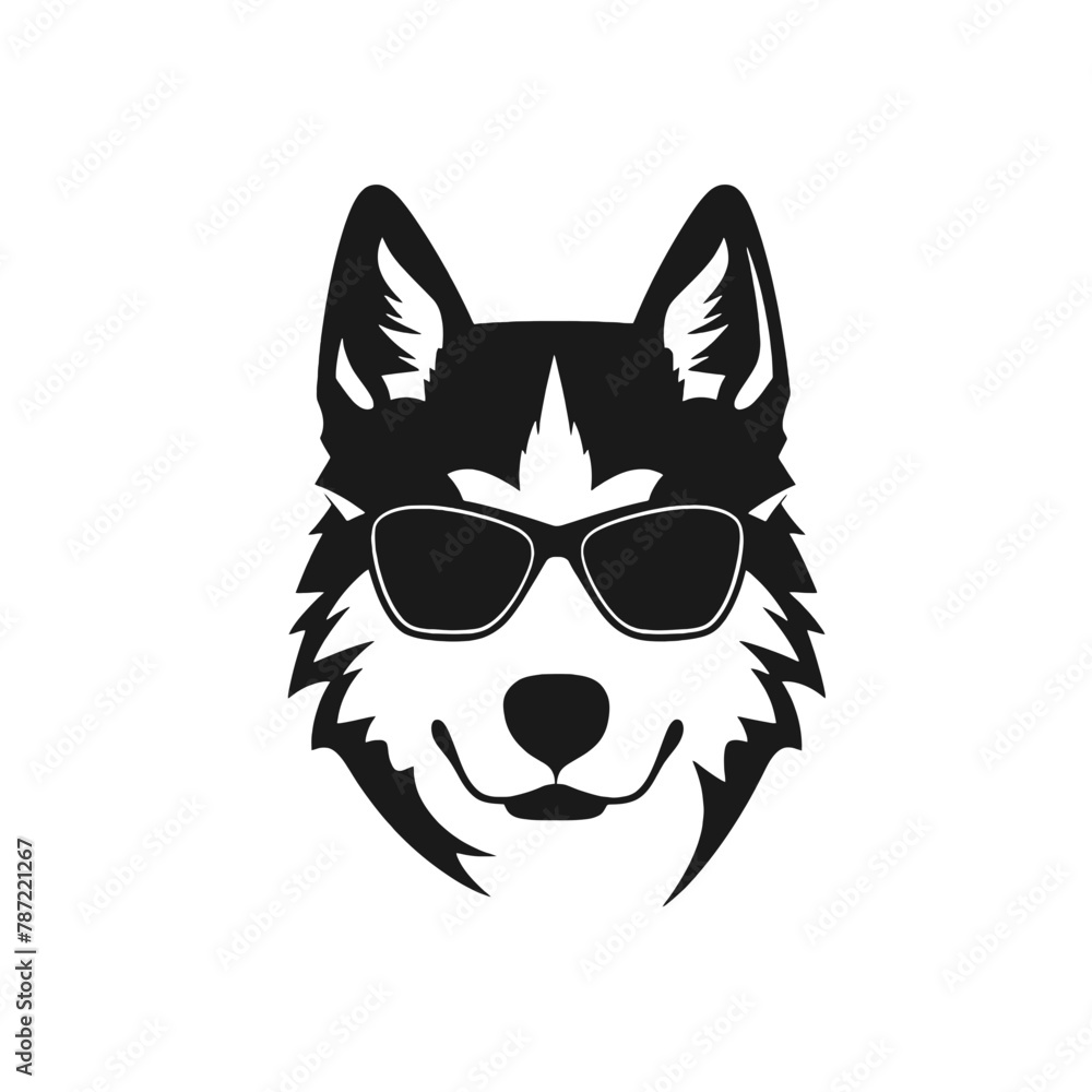 Obraz premium Husky silhouette, logo style vector illustration