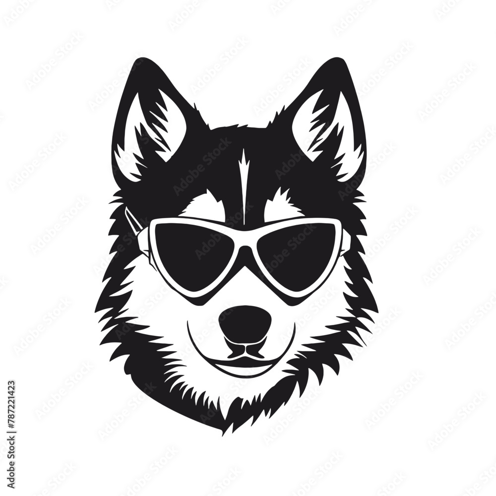 Husky silhouette, logo style vector illustration Husky silhouette, logo style vector illustration