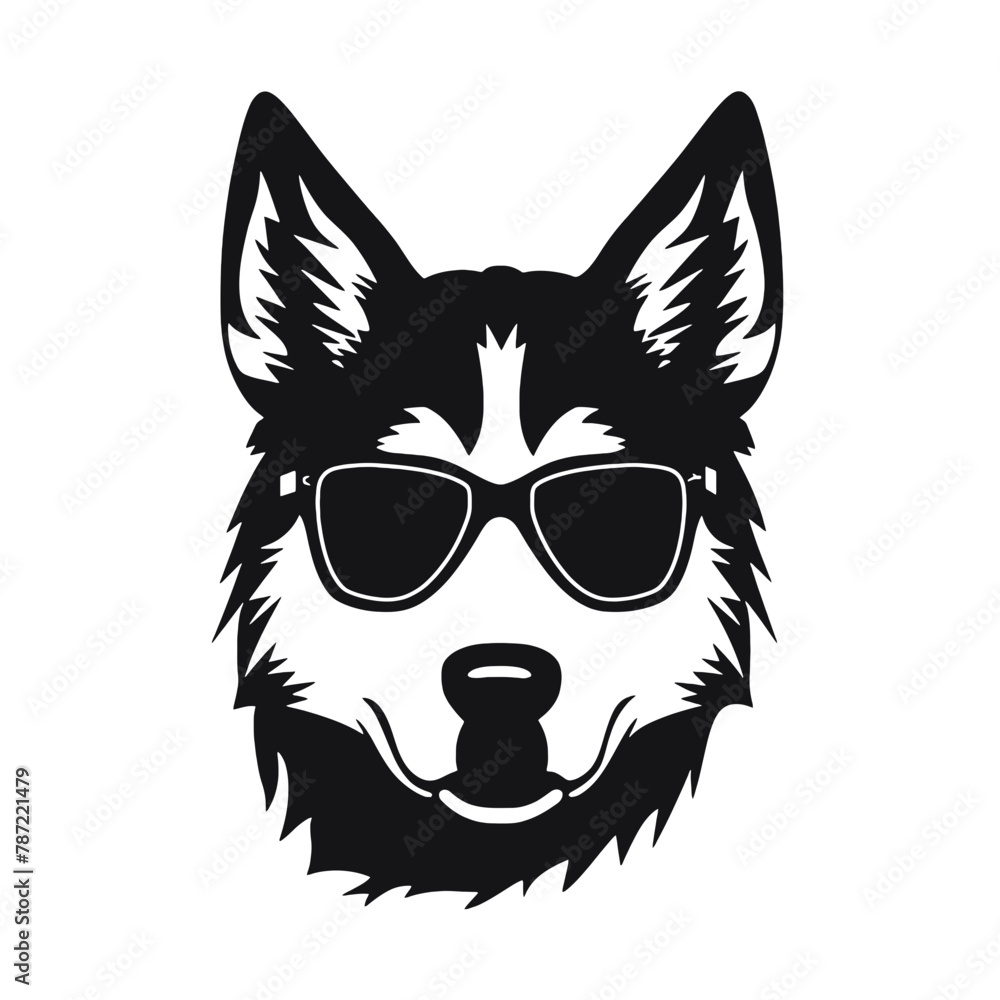 Husky silhouette, logo style vector illustration Husky silhouette, logo style vector illustration